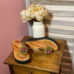 Floral Embellished Orange Sandals